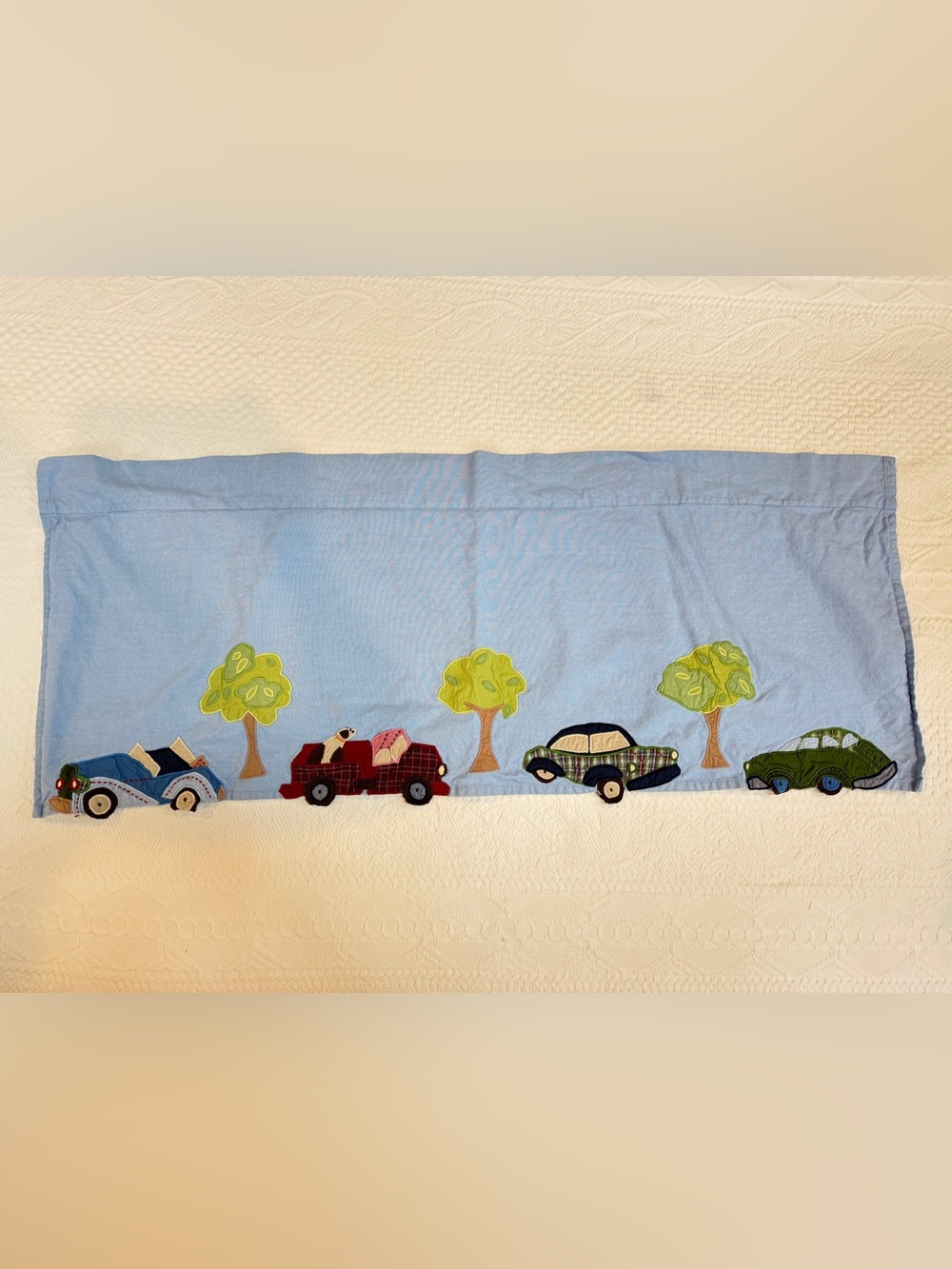 Pottery Barn Kids Window Valance Cars Boys Room Decor Blue